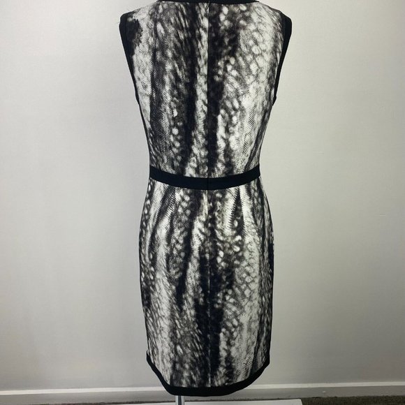 David Lawrence Size 8 Black White Women's Dress Pencil Sleeveless Workwear - Picture 10 of 15